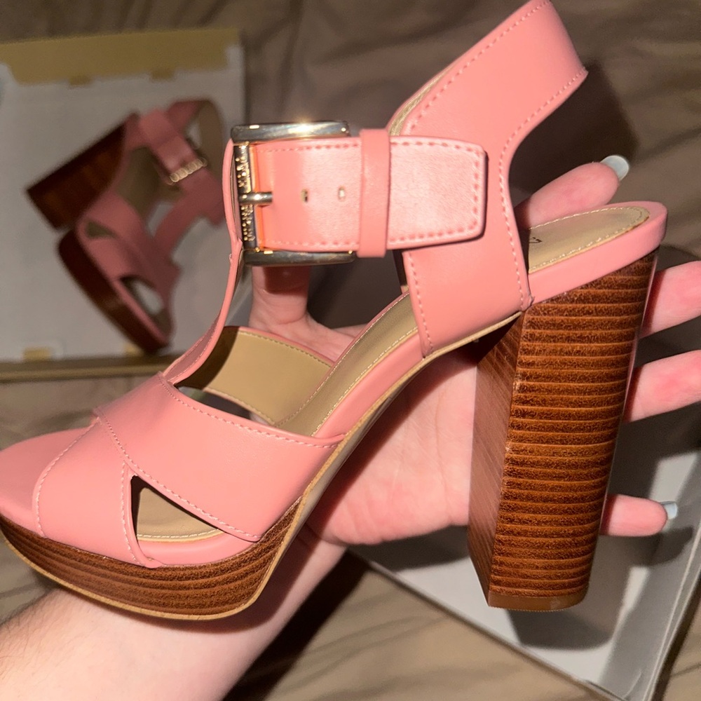 Michael Kors Pink Leather Block Heels